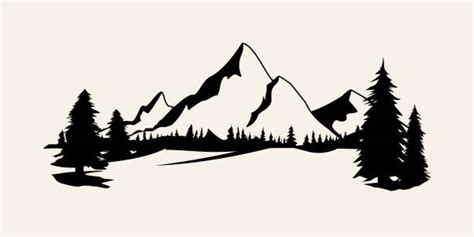 Free 238 Silhouette Mountain Scene Nature Svg SVG PNG EPS DXF File