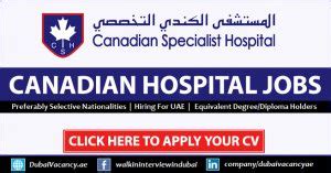 Canadian Hospital Dubai Careers For Nurses-Physicians-Admins