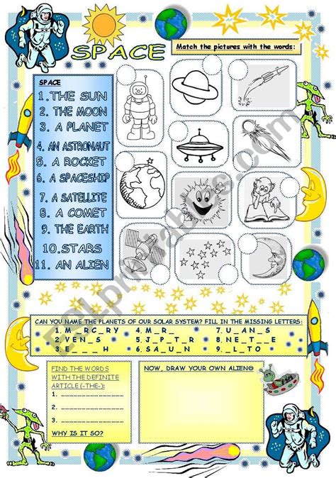 Elementary Vocabulary Series12 - Space - ESL worksheet by mish.cz