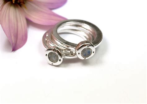 These easy stacker rings made from silver clay and set labradorites | Silver, Silver rings, Rings