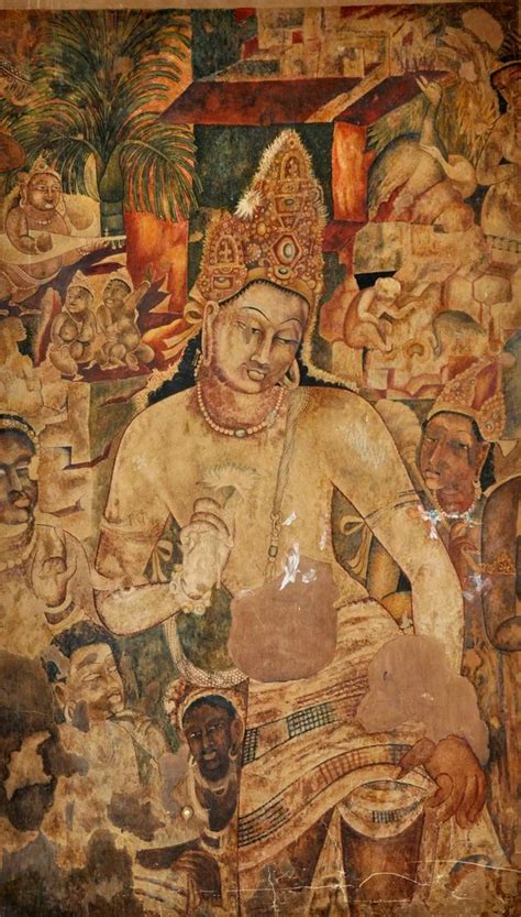 A beautiful fresco of Bodhisattva Padmapani in Cave No 1.Ajanta Caves. Second half of 5th centur ...