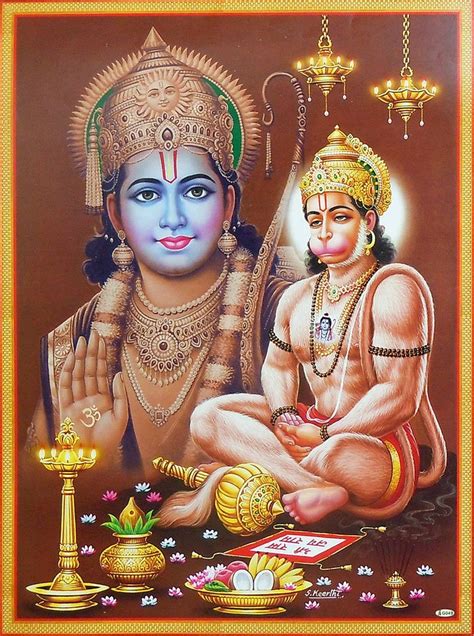 Lord Rama with Bhakt Hanuman - Poster - 19.5 x 15.5 in. - Unframed | Hanuman images, Lord ...