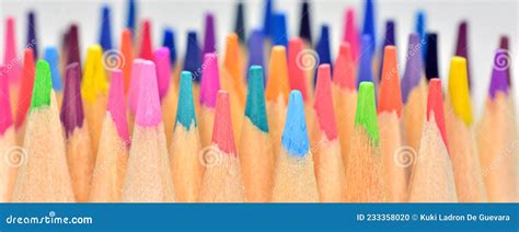 Detail of Colored Pencil Tips Stock Photo - Image of macro, objeto: 233358020