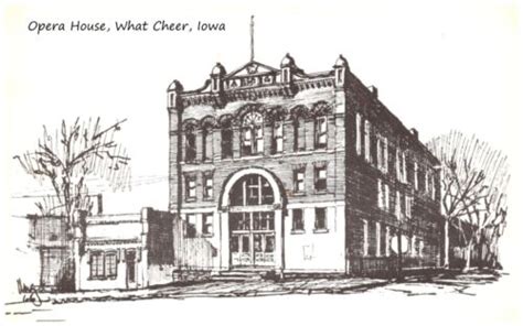 What Cheer Iowa Sketch Of What Cheer Opera House Reprint Postcard ...