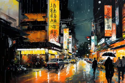 Painting of tokyo stock illustration. Illustration of japanese - 270309456