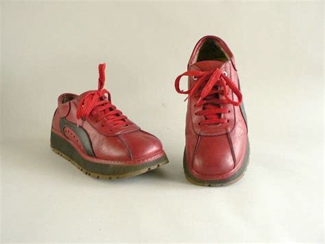 Red Leather Platform Tennis Shoes Women's Size 41 / by Etsplace