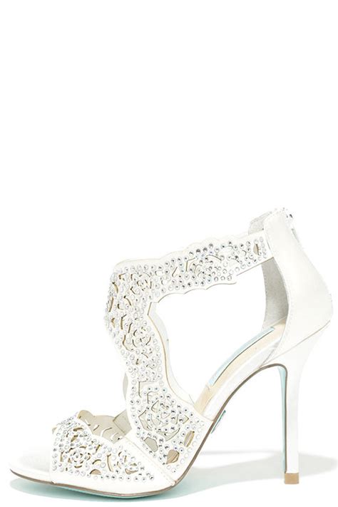 Pretty Ivory Heels - Satin Heels - Rhinestone Heels - Dress Sandals - $139.00 - Lulus