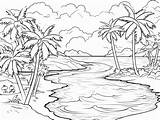 Coloring And Relaxation On A Tropical Island  Coloring Page sketch template