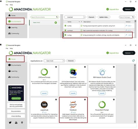 Launching Anaconda and preparing required Python packages (A) After ...