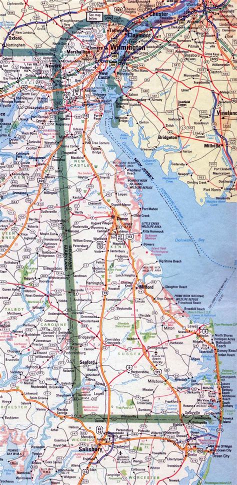 Large roads and highways map of Delaware state - 1983 | Delaware state ...