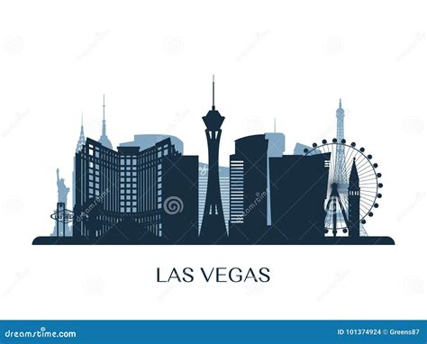 Las Vegas Skyline, Monochrome Silhouette. Stock Vector - Illustration of states, cityscape ...