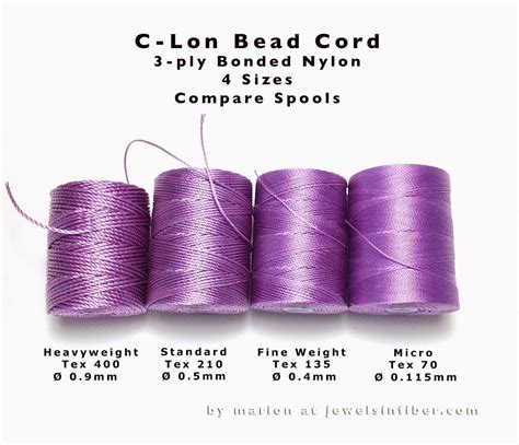 Nylon Beading Thread Size Chart