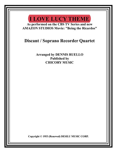 I Love Lucy (arr. Dennis Ruello) by Eliot Daniel Sheet Music for ...