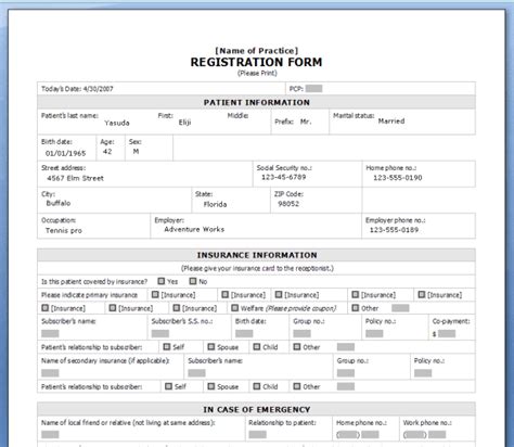 Printable Registration Form Templates - Word Excel Samples