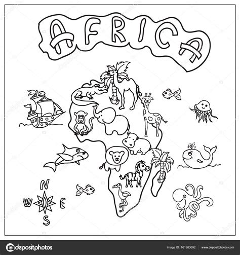 Africa continent kids map coloring page Stock Illustration by ©Nuarevik ...