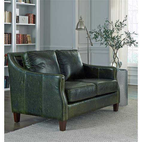 Essex Distressed Green Top Grain Leather Loveseat in 2020 | Green leather sofa, Leather sofa ...