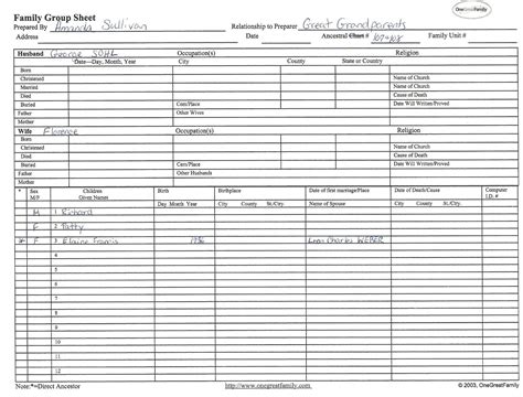 Free Fillable Printable Family Group Sheets