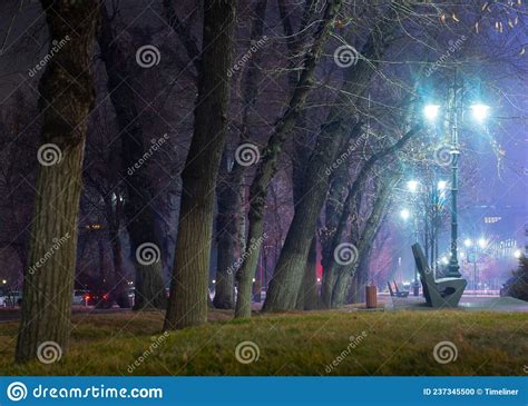 Almaty City Night Streets and Parks on Winter 2021 - 2022 Stock Photo ...