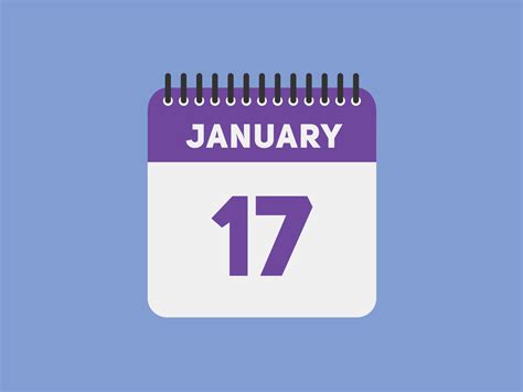 january 17 calendar reminder. 17th january daily calendar icon template ...