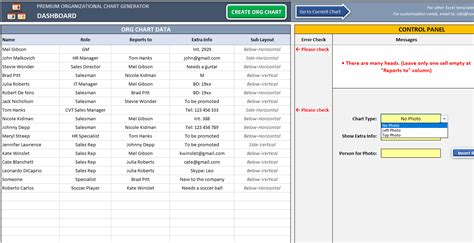 Excel Organizational Chart Maker | Dynamic Template with Photos