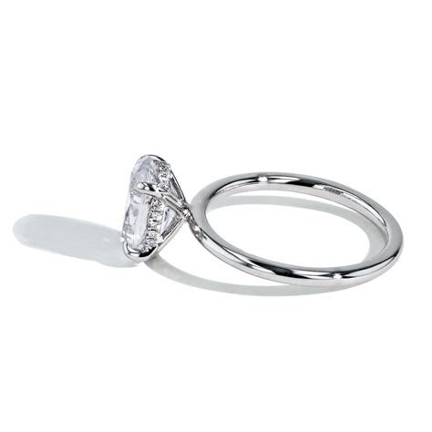 Ultra Thin Oval Hidden Halo Engagement Ring Setting in Platinum