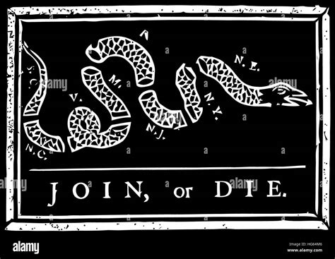 Join or Die political cartoon by Benjamin Franklin Stock Photo - Alamy