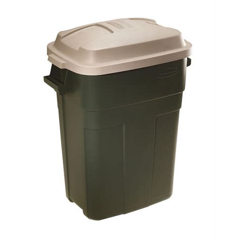 RUBBERMAID Roughneck 30 Gal. Evergreen Trash Can Snap Lid Heavy Duty ...