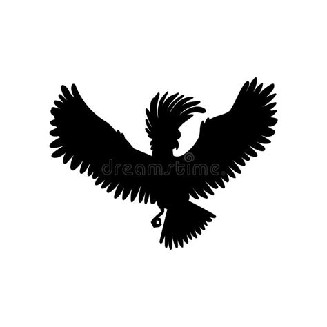 Cockatoo Parrot Flying with Wings Spread Outline Silhouette, Vector ...