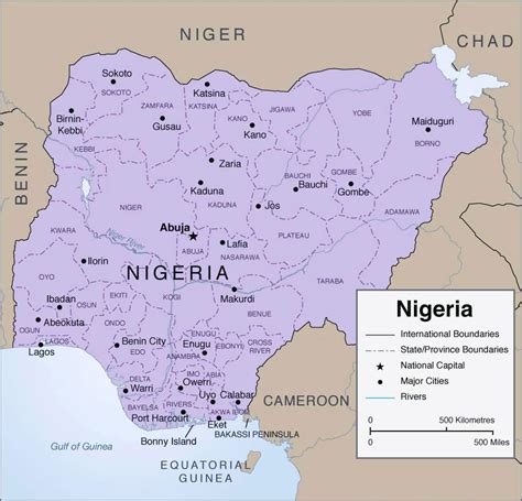 Detailed map of nigeria - Map of detailed nigeria (Western Africa - Africa)