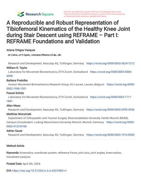 (PDF) A Reproducible and Robust Representation of Tibiofemoral Kinematics of the Healthy Knee ...