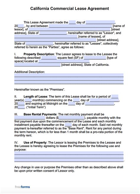 Lease Agreement Commercial Property Template