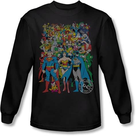 DC Comics - Mens Original Universe Long Sleeve Shirt in Black : Amazon ...