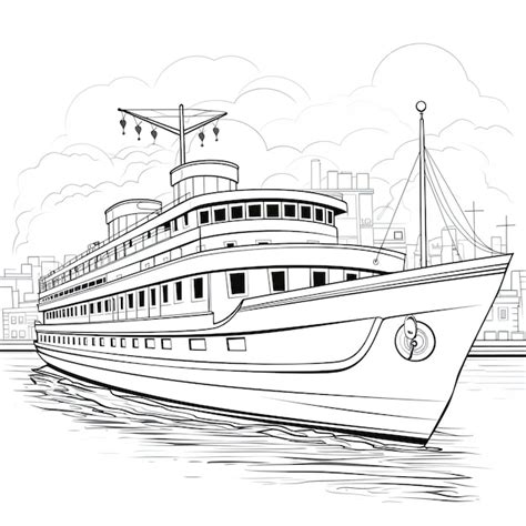 Premium AI Image | Black and white coloring picture of a ferry