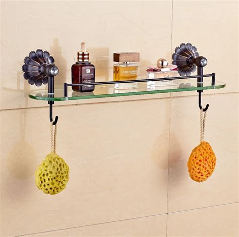 Oil Rubbed Bronze Stirage Shlef Wall Mounted Bath Holder With Hooks-in Bathroom Shelves from ...