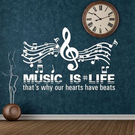 Music Quote Wall Decal MUSIC IS LIFE Wall Vinyl Roll Sticker ...