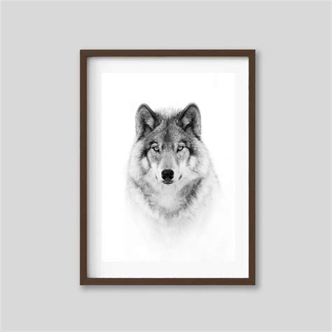 Black and White Wolf Art Print Wild Animal Wall Art Unframed - Etsy