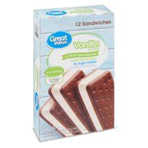 Great Value Vanilla Flavored 97% Fat Free Ice Cream Sandwiches