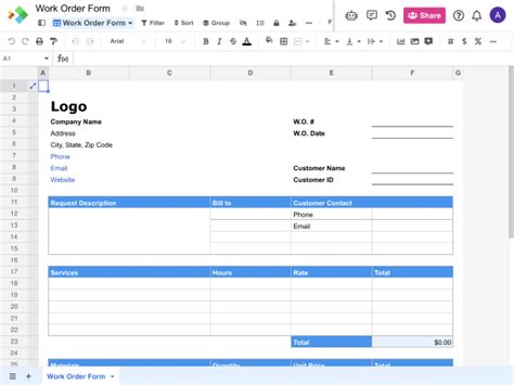 Work Order Format In Excel Free Download - Free Word Template