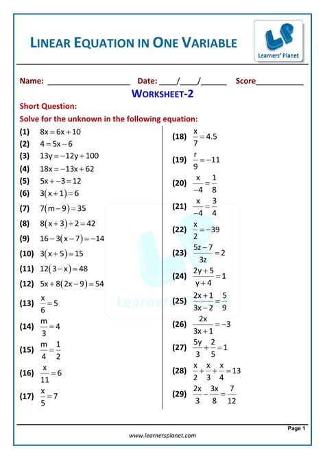 Linear-equation-in-One-Variable-Workbook-3