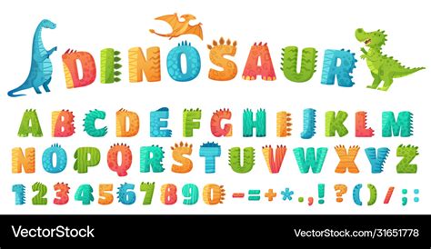 Cartoon dino font dinosaur alphabet letters Vector Image