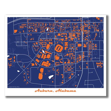 Auburn Map Print Auburn AL Map, Vintage Style Auburn Map, Auburn GRAD ...