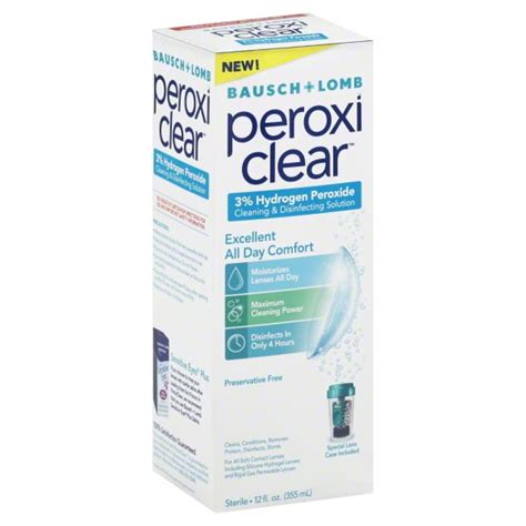 Bausch + Lomb PeroxiClear, 3% Hydrogen Peroxide Cleaning and ...