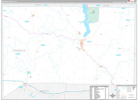 Franklin County, IN Wall Map Premium Style by MarketMAPS - MapSales