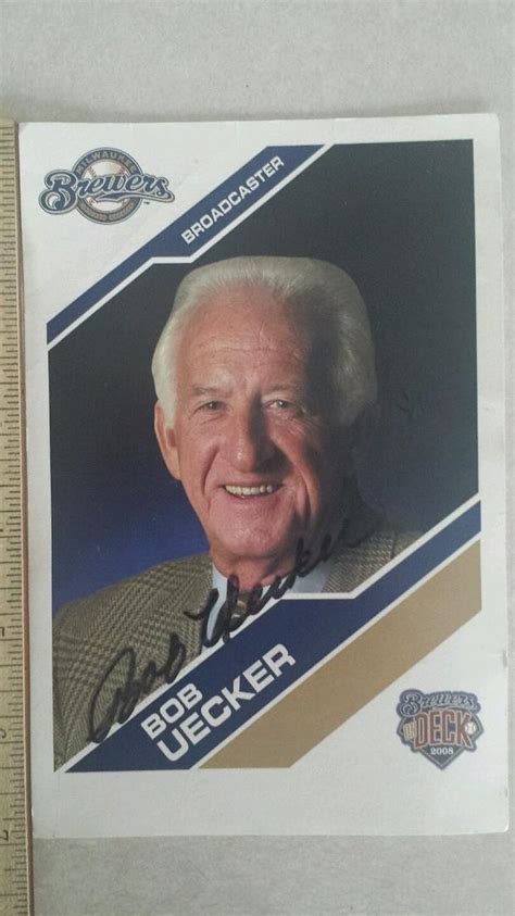 Hall of Fame Announcer BOB UECKER autographed signed 5x7 Brewers team ...