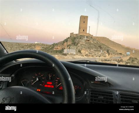 Ruins of castle viewed from the inside of a car Stock Photo - Alamy