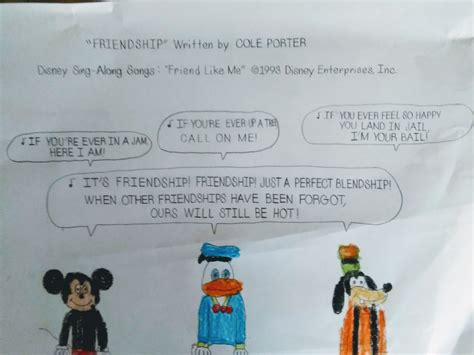 Mickey, Donald and Goofy singing friendship by MJEGameandComicFan89 on DeviantArt