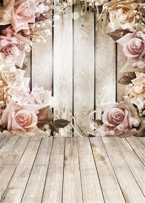 Wooden Wall Floor Pink Roses Vintage Backgrounds for Studio Bokeh Polka Dots Baby Newborn Photo ...