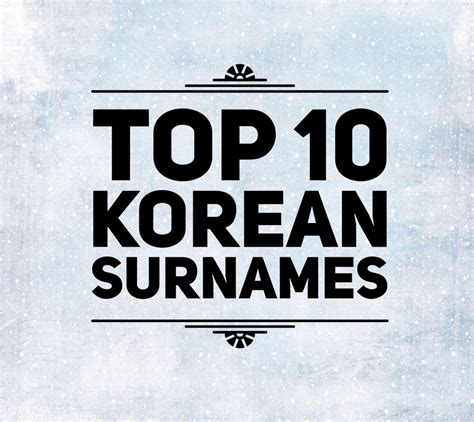 Top 10 Korean Family Names in South Korea