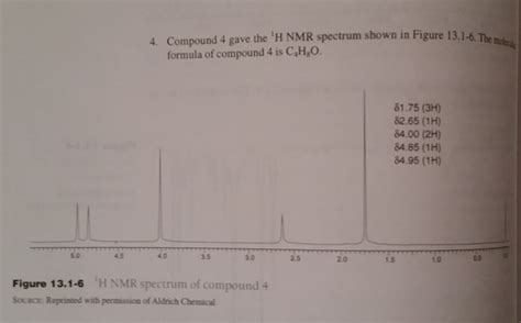 Compound 4 have the H NMR spectrum shown below. The | Chegg.com