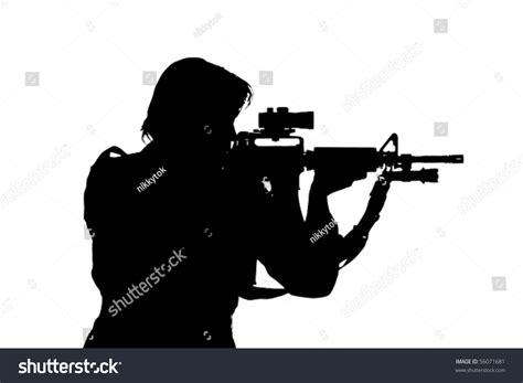 Silhouette Soldier Aiming Gun Stock Vector 56071681 - Shutterstock